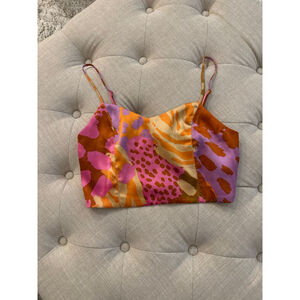 Women's Christian Lacroix S Orange Pink Animal Print Crop Top